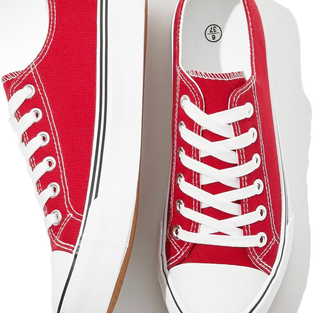 FACORA women’s red lace up low top sneaker